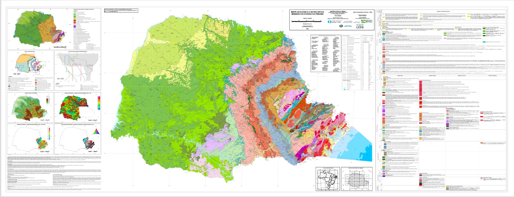 Mapa geológico de recursos minerais do Paraná